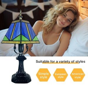 Colorful Stained-Style Bedside Lamp | Decorative Table Light
